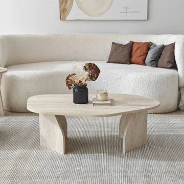 Berriaren Soffbord 100 cm - travertin och rökfärgad - Möbler - Bord & matgrupp - Soffbord