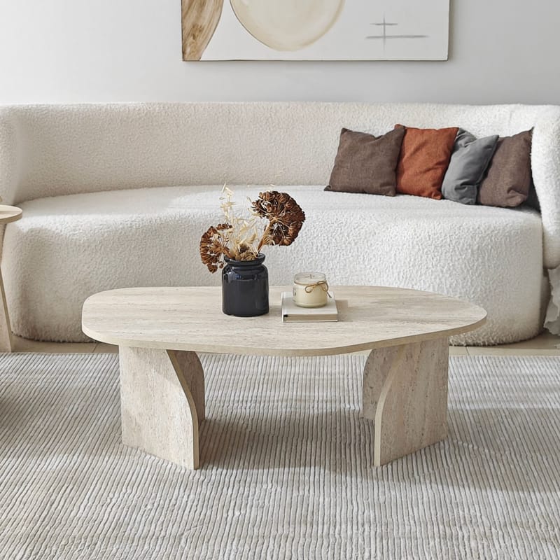 Berriaren Soffbord 100 cm - travertin och rökfärgad - Möbler - Bord & matgrupp - Soffbord