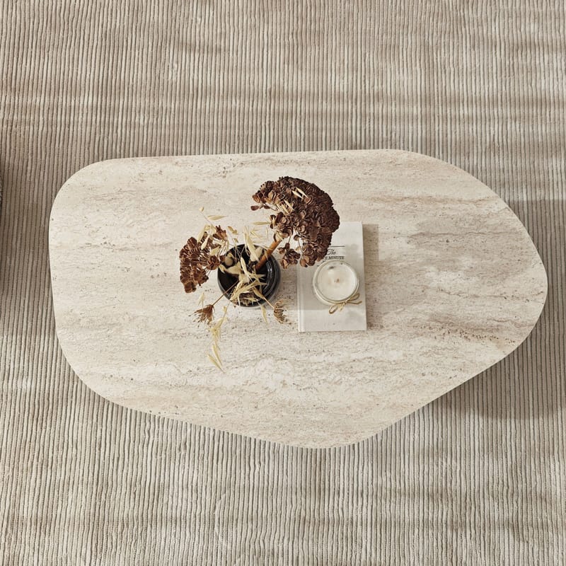 Berriaren Soffbord 100 cm - travertin och rökfärgad - Möbler - Bord & matgrupp - Soffbord