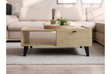 Betsi Rektangulärt Soffbord 100 cm med Lådor i Trä med Metallben - Beige - Möbler - Bord & matgrupp - Soffbord