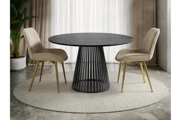 Beylen Litet Runt Matbord 100 cm med Marmorutseende - Svart - Möbler - Bord & matgrupp - Marmorbord