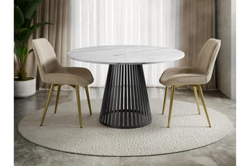 Beylen Litet Runt Matbord 100 cm med Marmorutseende - Vit / Svart - Möbler - Bord & matgrupp - Marmorbord