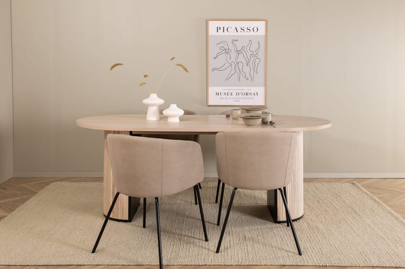 Biana Matgrupp 200 cm Oval inkl 4 Berita Stolar - Beige/Svart - Möbler - Bord & matgrupp - Matgrupp