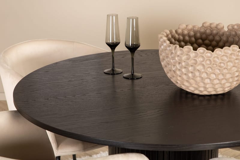 Bianca Matbord 110 cm Runt med 4 Berit Karmstol Sammet med Armstöd - Möbler - Bord & matgrupp - Matgrupp
