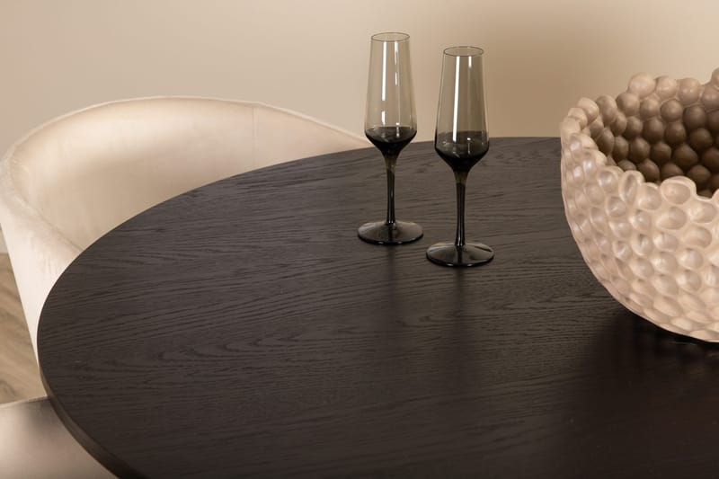 Bianca Matbord 110 cm Runt med 4 Berit Karmstol Sammet med Armstöd - Möbler - Bord & matgrupp - Matgrupp