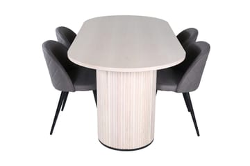 Bianca Matbord 200 cm Ovalt med 4 Velvet Stitches Matstol - Möbler - Bord & matgrupp - Matgrupp