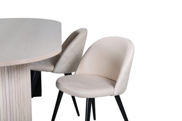 Bianca Matbord 200 cm Ovalt med 4 Velvet Stitches Matstol - Möbler - Bord & matgrupp - Matgrupp