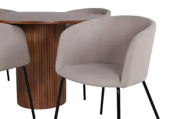 Bianca Matgrupp 110 cm Rund med 4 Berit stolar - Beige - Möbler - Bord & matgrupp - Matgrupp