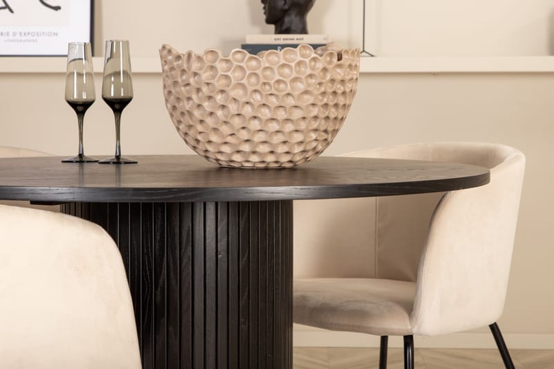 Bianca Matgrupp 110 cm Rund med 4 Berit stolar - Beige - Möbler - Bord & matgrupp - Matgrupp