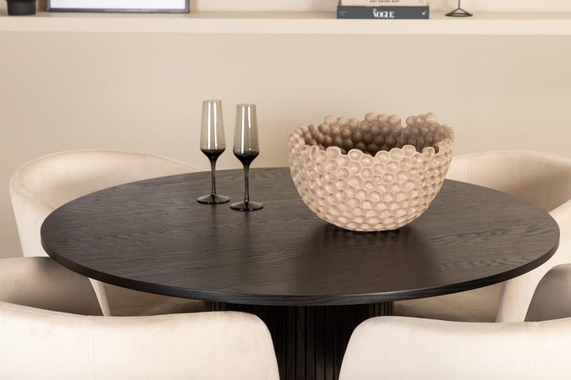 Bianca Matgrupp 110 cm Rund med 4 Berit stolar - Beige - Möbler - Bord & matgrupp - Matgrupp