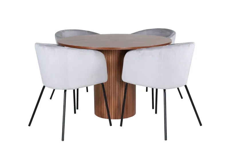 Bianca Matgrupp 110 cm Rund med 4 Berit stolar, Svart