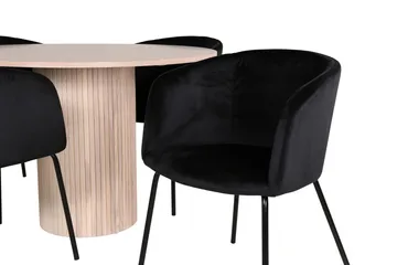 Bianca Matgrupp 110 cm Rund med 4 Berit stolar - Svart - Möbler - Bord & matgrupp - Matgrupp