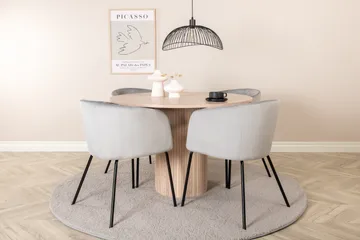 Bianca Matgrupp 110 cm Rund med 4 Berit stolar - Whitewash/Grå - Möbler - Bord & matgrupp - Matgrupp