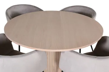 Bianca Matgrupp 110 cm Rund med 4 Berit stolar - Whitewash/Grå - Möbler - Bord & matgrupp - Matgrupp