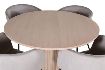 Bianca Matgrupp 110 cm Rund med 4 Berit stolar - Whitewash/Grå - Möbler - Bord & matgrupp - Matgrupp