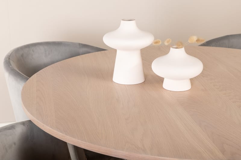 Bianca Matgrupp 110 cm Rund med 4 Berit stolar - Whitewash/Grå - Möbler - Bord & matgrupp - Matgrupp