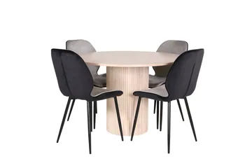 Bianca Matgrupp 110 cm Rund med 4 Emma stolar - Svart - Möbler - Bord & matgrupp - Matgrupp