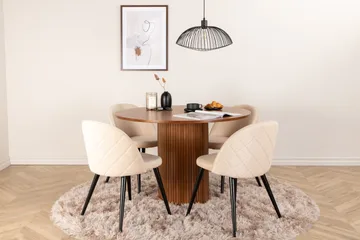Bianca Matgrupp 110 cm Rund med 4 Velvet stolar - Beige - Möbler - Bord & matgrupp - Matgrupp