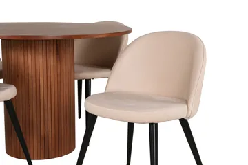 Bianca Matgrupp 110 cm Rund med 4 Velvet stolar - Beige - Möbler - Bord & matgrupp - Matgrupp