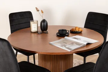 Bianca Matgrupp 110 cm Rund med 4 Windu Lyx stolar - Svart - Möbler - Bord & matgrupp - Matgrupp