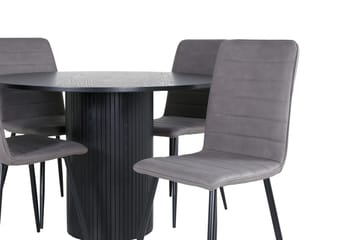 Bianca Matgrupp 110 cm Rund med 4 Windu Lyx stolar - Svart - Möbler - Bord & matgrupp - Matgrupp