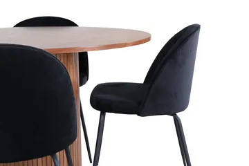 Bianca Matgrupp 110 cm Rund med 4 Wrinkles stolar - Svart - Möbler - Bord & matgrupp - Matgrupp