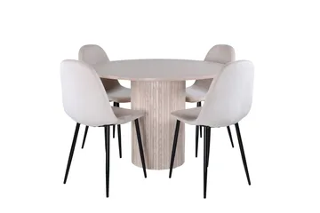 Bianca Matgrupp 110 cm Rund med 4 Polar stolar - Beige - Möbler - Bord & matgrupp - Matgrupp