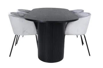 Bianca Matgrupp 200 cm Oval med 4 Berit stolar - Svart - Möbler - Bord & matgrupp - Matgrupp