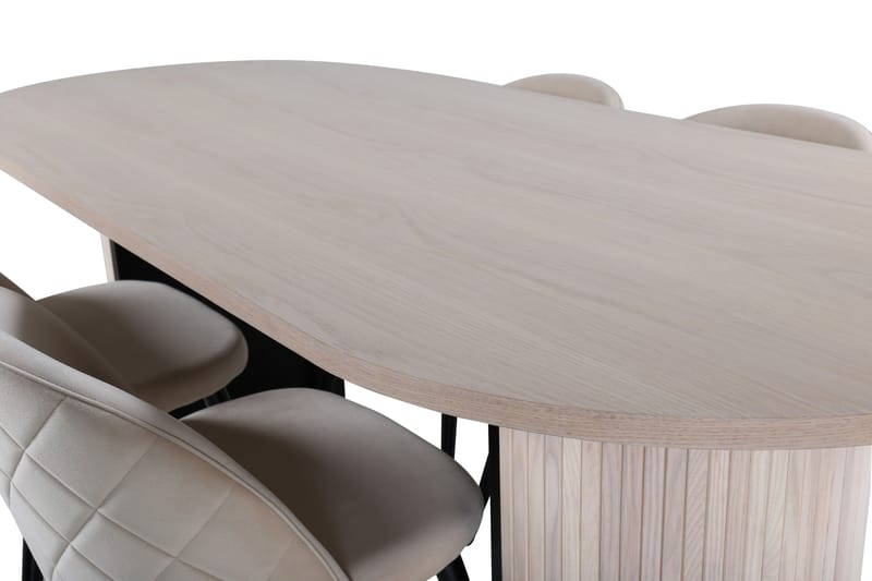 Bianca Matgrupp 200 cm Oval med 4 Velvet stolar - Svart - Möbler - Bord & matgrupp - Matgrupp