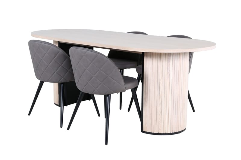 Bianca Matgrupp 200 cm Oval med 4 Velvet stolar, Svart