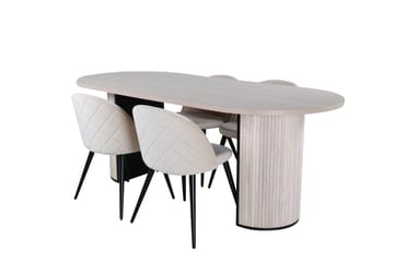 Bianca Matgrupp 200 cm Oval med 4 Velvet stolar - Svart - Möbler - Bord & matgrupp - Matgrupp