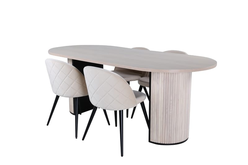 Bianca Matgrupp 200 cm Oval med 4 Velvet stolar - Svart - Möbler - Bord & matgrupp - Matgrupp