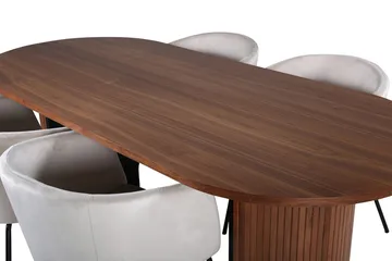 Bianca Oval Matgrupp 200 cm med 4 Berit Matstolar - valnötsfärgad, beige och svart - Möbler - Bord & matgrupp - Matgrupp