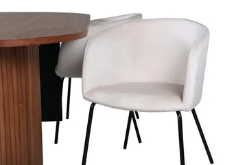 Bianca Oval Matgrupp 200 cm med 4 Berit Matstolar - valnötsfärgad, beige och svart - Möbler - Bord & matgrupp - Matgrupp