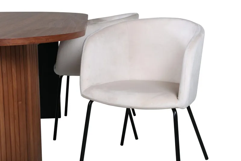 Bianca Oval Matgrupp 200 cm med 4 Berit Matstolar - valnötsfärgad, beige och svart - Möbler - Bord & matgrupp - Matgrupp