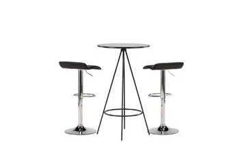 Bistro Matgrupp 60 cm Rund med 2 Jonna stolar - Svart - Möbler - Bord & matgrupp - Matgrupp