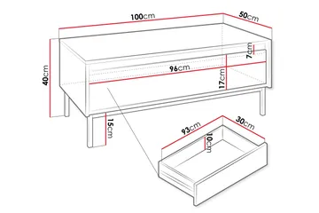 Bjurholm Rektangulärt Soffbord 100 cm med Lådor i Trä och Metall - Vit - Möbler - Bord & matgrupp - Soffbord
