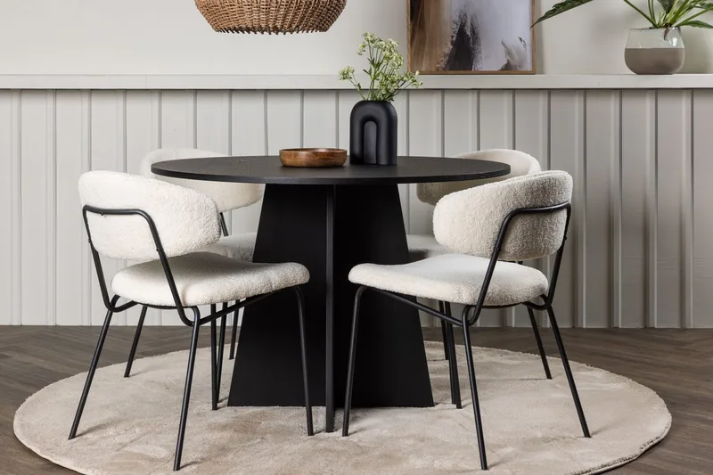 Bootcut Matbord 110 cm Runt med 4 Chico Matstol
