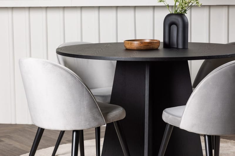 Bootcut Matbord 110 cm Runt med 4 Velvet Köksstol Sammet - Möbler - Bord & matgrupp - Matgrupp