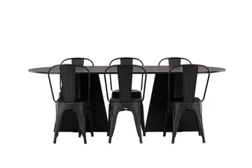 Bootcut Matbord 230x115 cm med 4 Tempe Stolar - Svart - Möbler - Bord & matgrupp - Matbord & köksbord