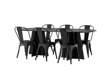 Bootcut Matbord 230x115 cm med 4 Tempe Stolar - Svart - Möbler - Bord & matgrupp - Matbord & köksbord