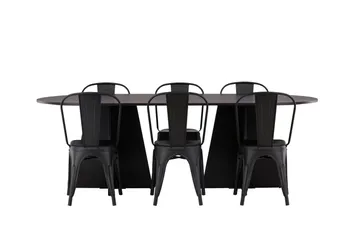 Bootcut Matbord 230x115 cm med 4 Tempe Stolar - Svart - Möbler - Bord & matgrupp - Matbord & köksbord