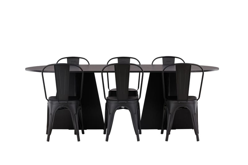 Bootcut Matbord 230x115 cm med 4 Tempe Stolar - Svart - Möbler - Bord & matgrupp - Matbord & köksbord