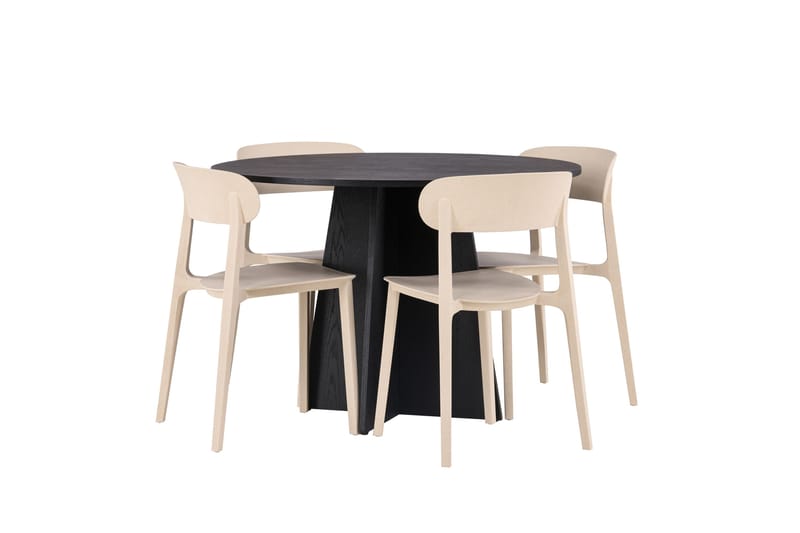 Bootcut Matgrupp 110 cm Rund med 4 Åstol stolar - Beige - Möbler - Bord & matgrupp - Matgrupp