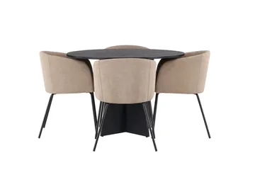 Bootcut Matgrupp 110 cm Rund med 4 Berit stolar - Beige - Möbler - Bord & matgrupp - Matgrupp