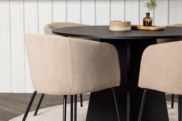 Bootcut Matgrupp 110 cm Rund med 4 Berit stolar - Beige - Möbler - Bord & matgrupp - Matgrupp