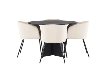 Bootcut Matgrupp 110 cm Rund med 4 Berit stolar - Beige - Möbler - Bord & matgrupp - Matgrupp