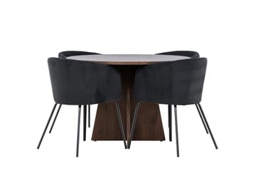 Bootcut Matgrupp 110 cm Rund med 4 Berit stolar - Mocca/Svart - Möbler - Bord & matgrupp - Matgrupp