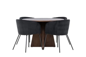 Bootcut Matgrupp 110 cm Rund med 4 Berit stolar - Mocca/Svart - Möbler - Bord & matgrupp - Matgrupp