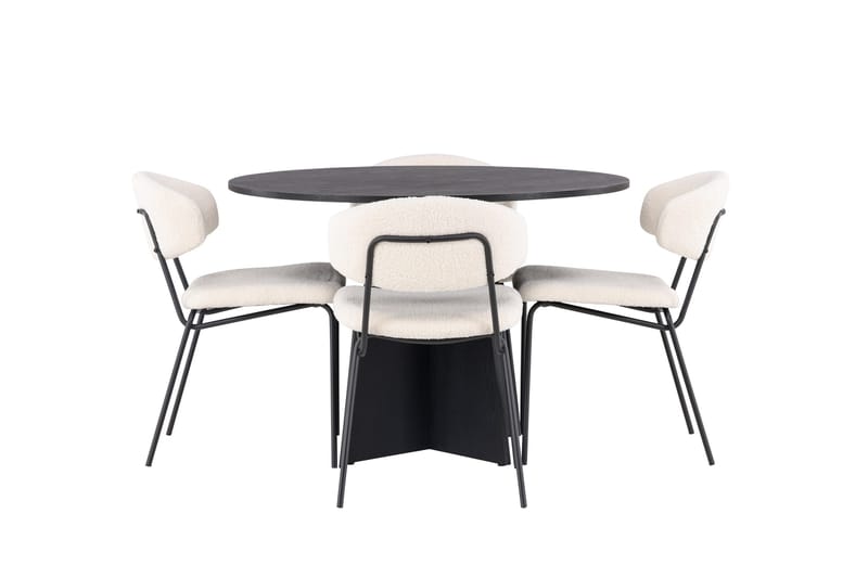 Bootcut Matgrupp 110 cm Rund med 4 Chico Stolar - Svart - Möbler - Bord & matgrupp - Matgrupp